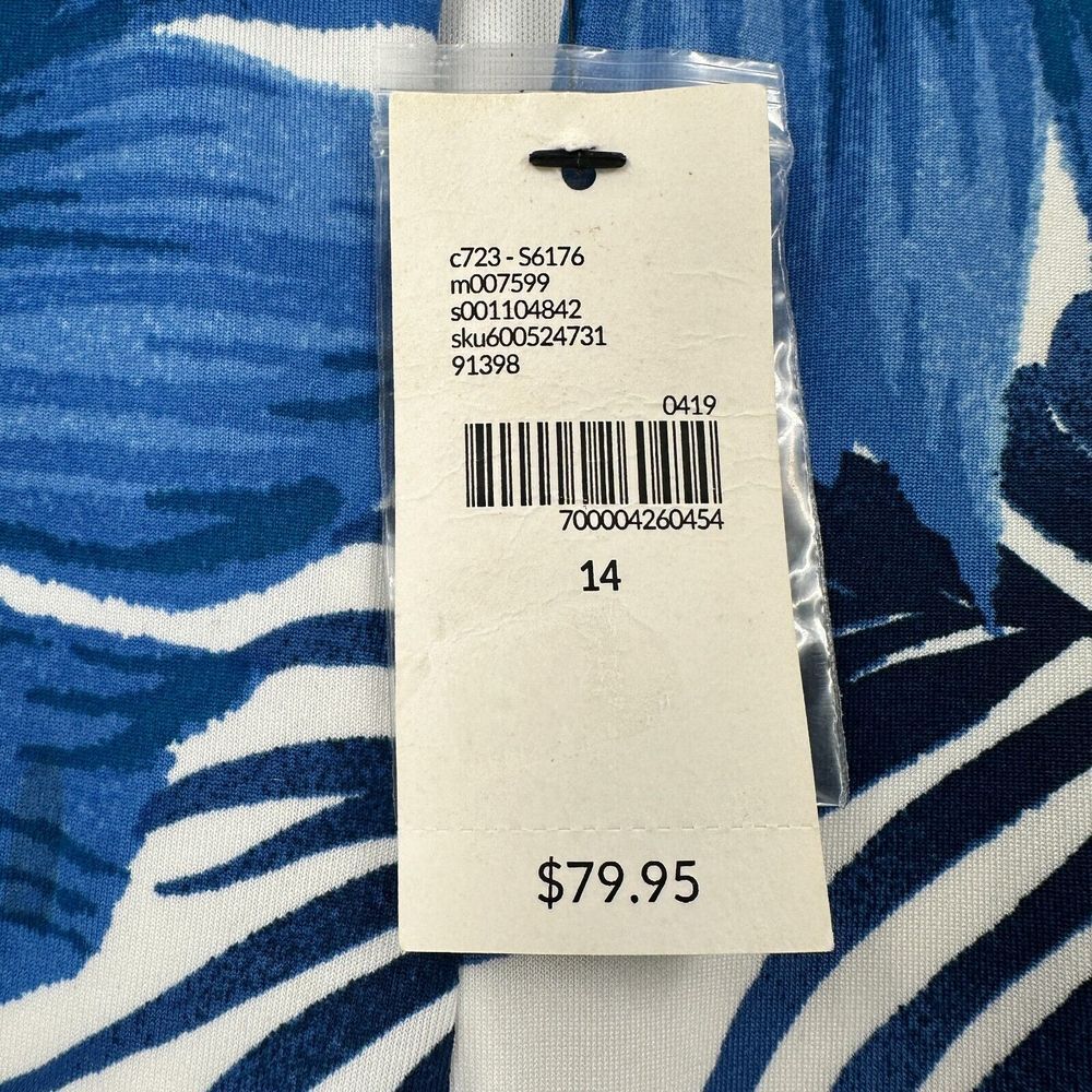 NWT Lane Bryant Maxi Dress Size 14 Floral Sleeveless Long Flowy Blue Tropical - Picture 11 of 12